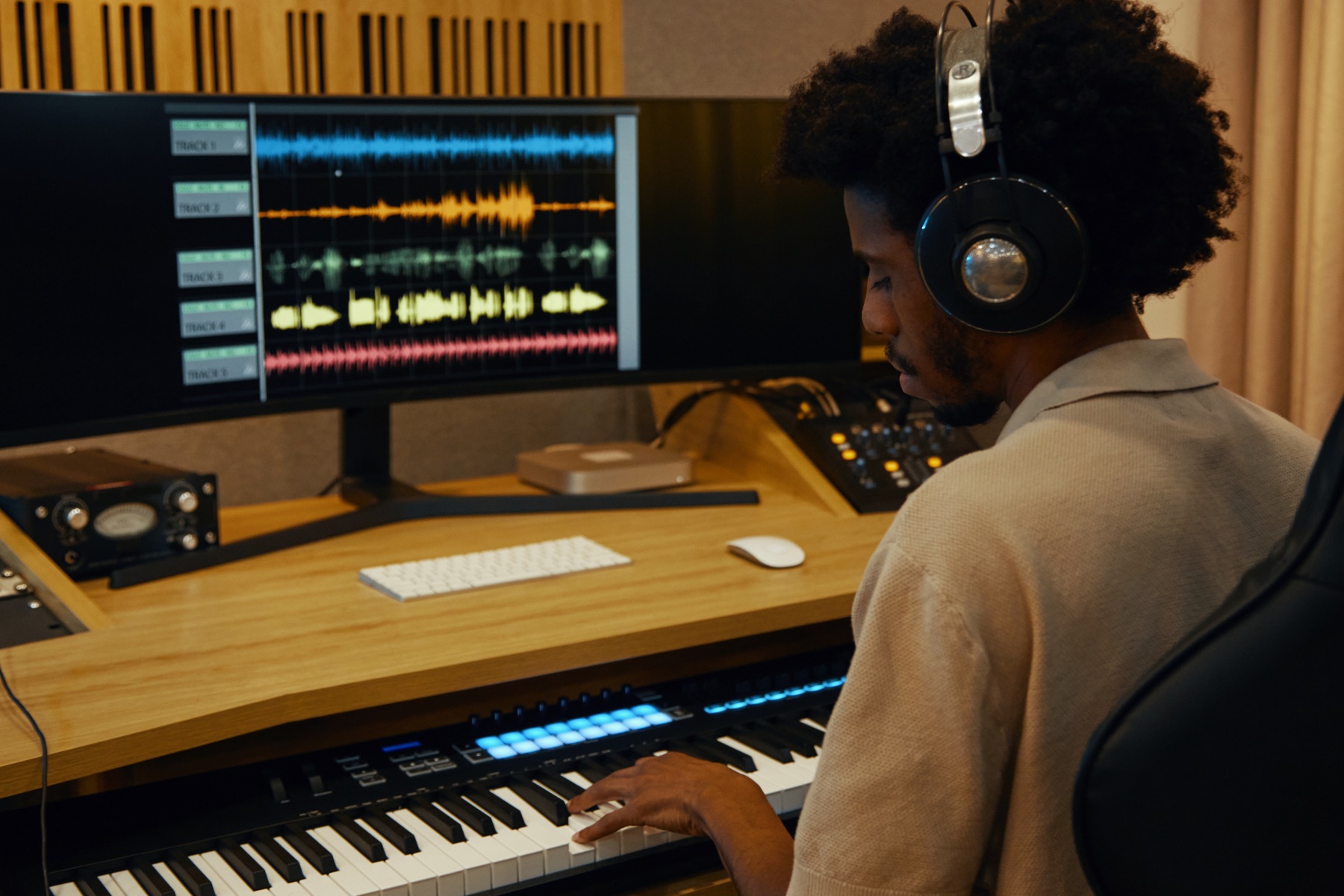 Music producer shaping a new release in the studio